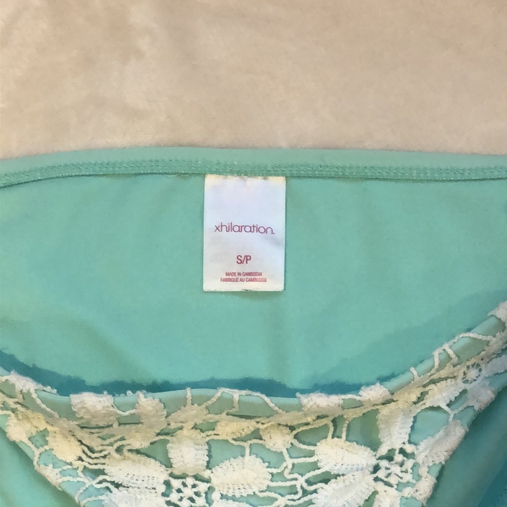 Turquoise & Cream Knit Flower Front Bikini Bottoms - Picture 3 of 4